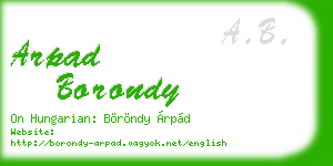 arpad borondy business card