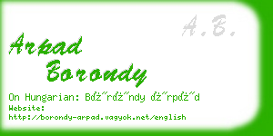 arpad borondy business card